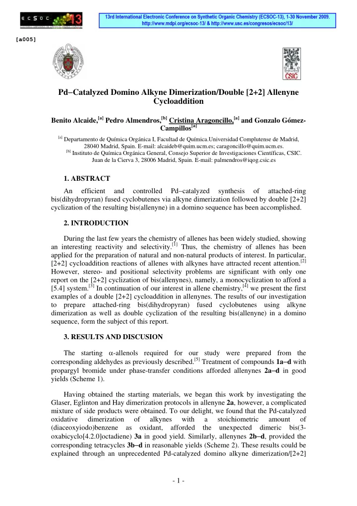 pd catalyzed domino alkyne dimerization double 2 2