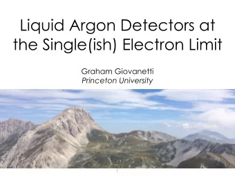 Liquid Argon Detectors at  the Single(ish) Electron Limit  Graham Giovanetti  Princeton University