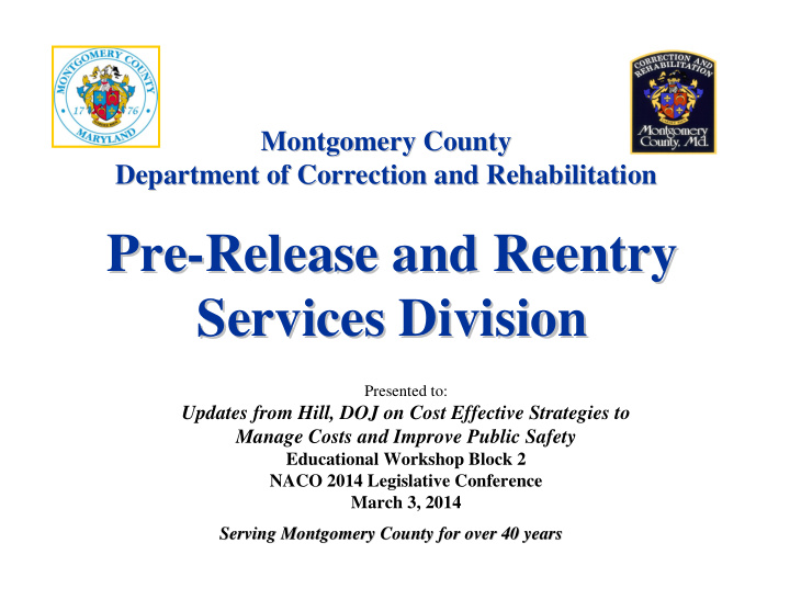 pre release and reentry release and reentry pre services
