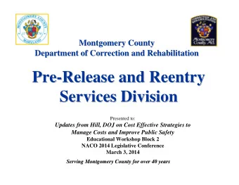 Pre-  -Release and Reentry  Release and Reentry  Pre  Services Division  Services Division
