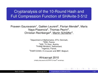 Cryptanalysis of the 10-Round Hash and  Full Compression Function of SHAvite-3-512 Praveen
