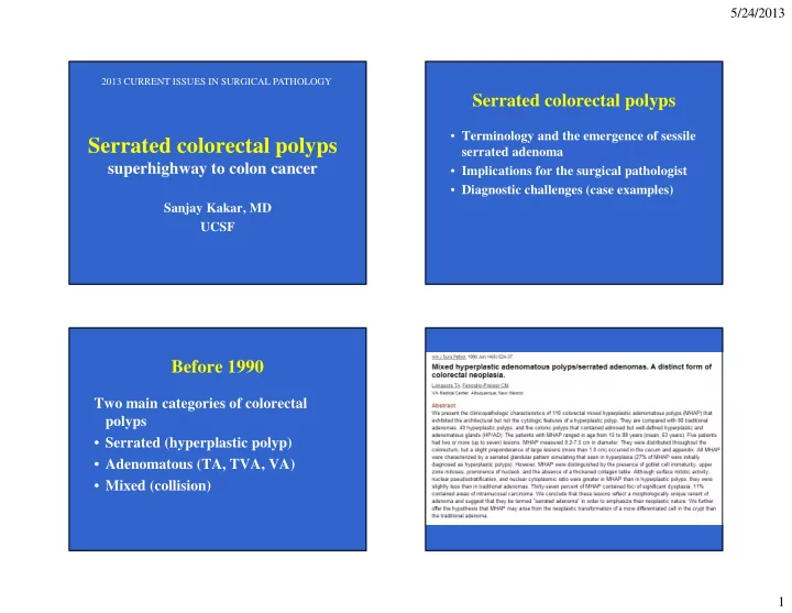 serrated colorectal polyps
