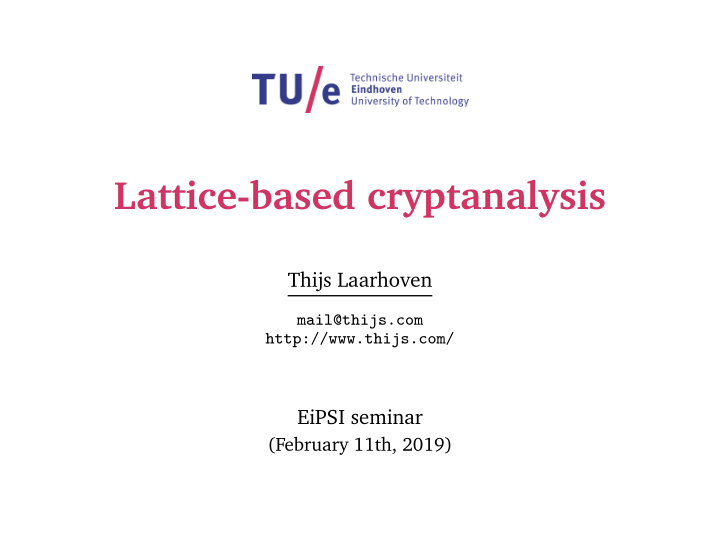 lattice based cryptanalysis