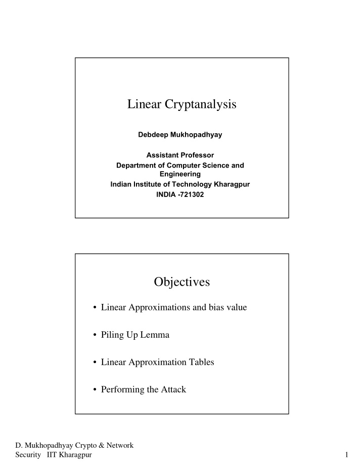 linear cryptanalysis