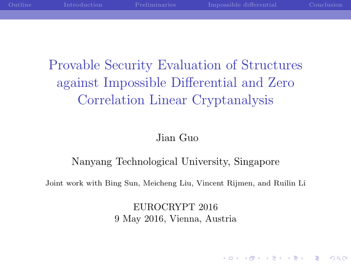 provable security evaluation of structures against