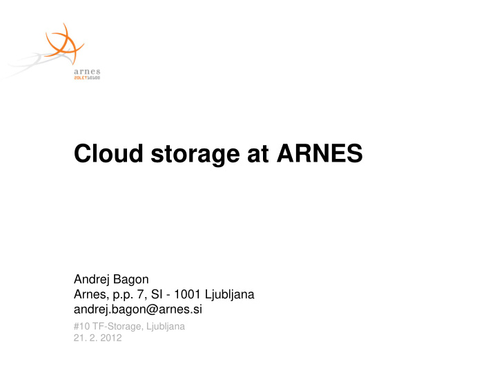 cloud storage at arnes