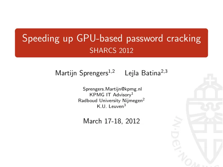 speeding up gpu based password cracking