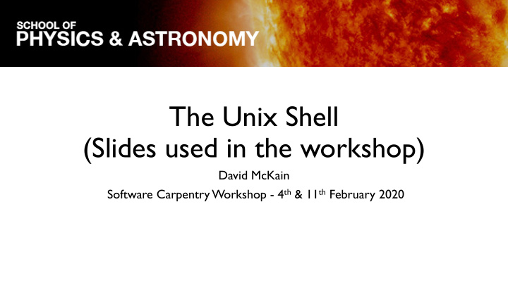 the unix shell slides used in the workshop