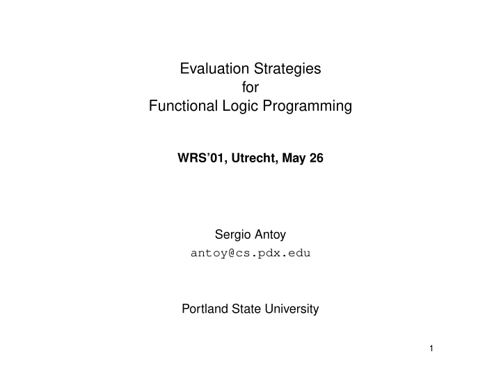 evaluation strategies for functional logic programming