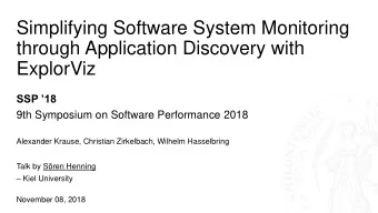 through Application Discovery with  ExplorViz  SSP 18  9th Symposium on Software Performance