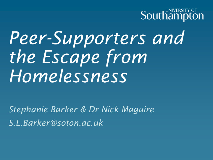 peer supporters and the escape from