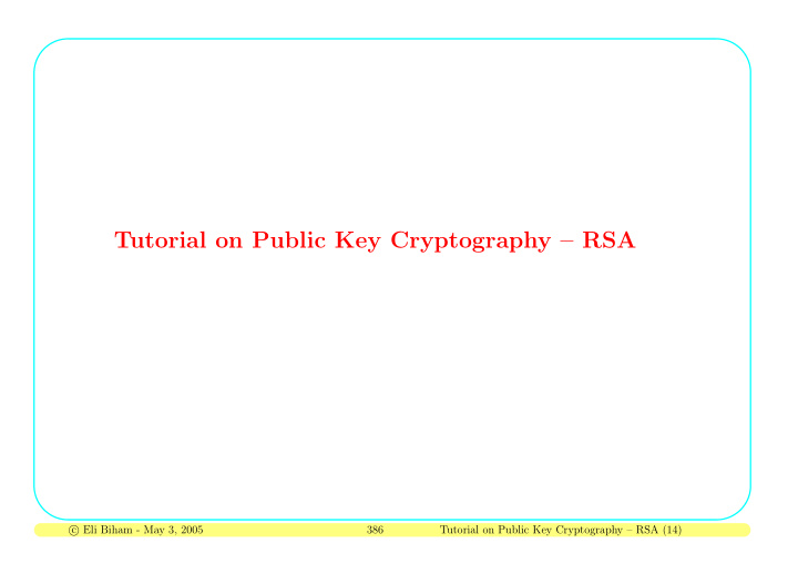 tutorial on public key cryptography rsa