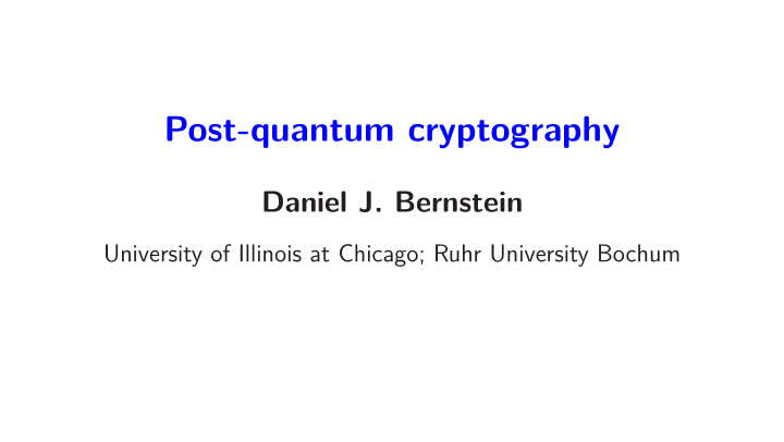 post quantum cryptography