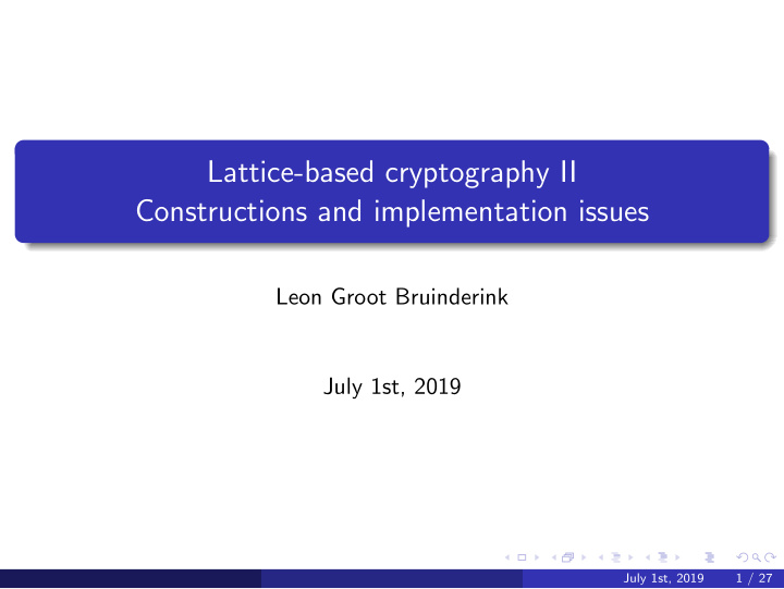 lattice based cryptography ii constructions and