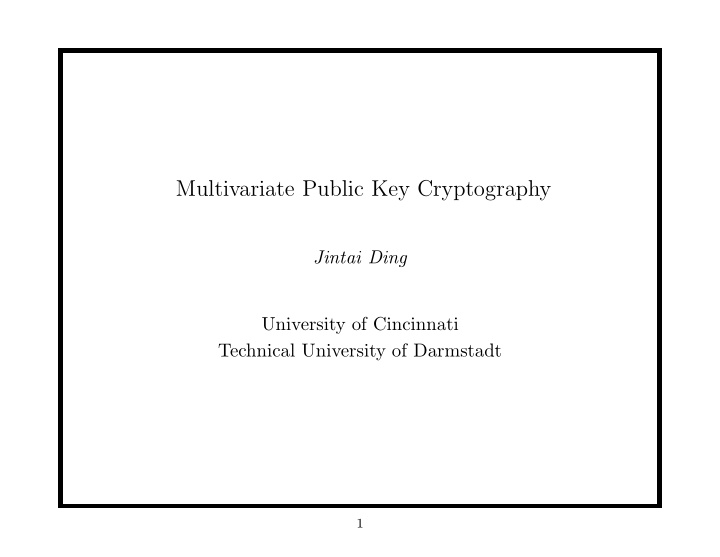 multivariate public key cryptography