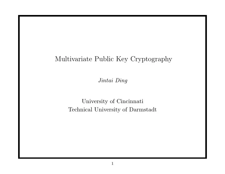 multivariate public key cryptography