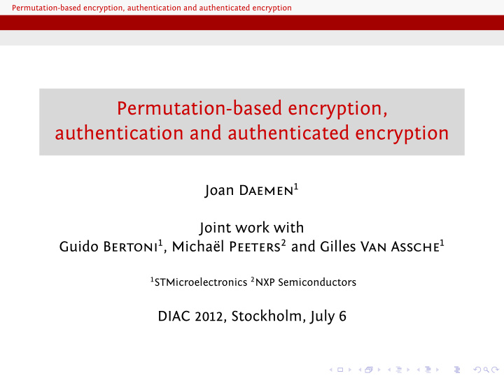 permutation based encryption authentication and