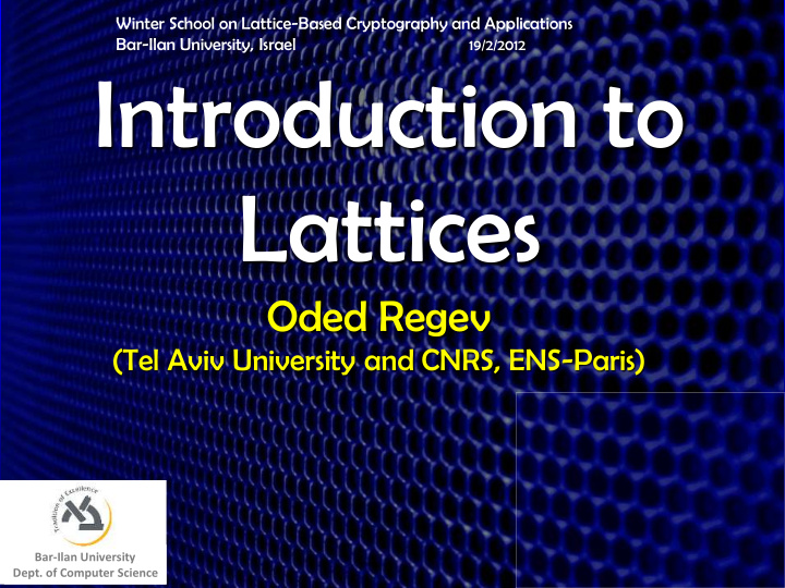 introduction to lattices