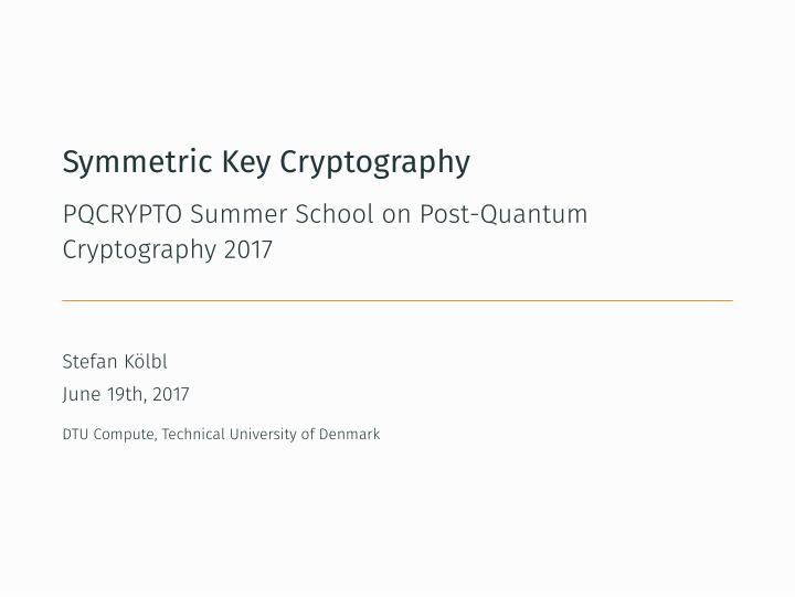 symmetric key cryptography introduction to symmetric key