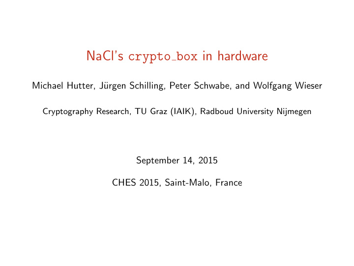 nacl s crypto box in hardware