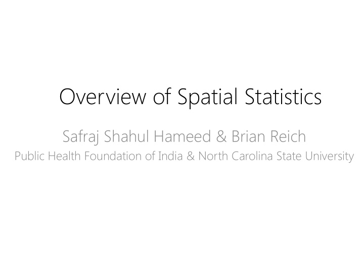 overview of spatial statistics