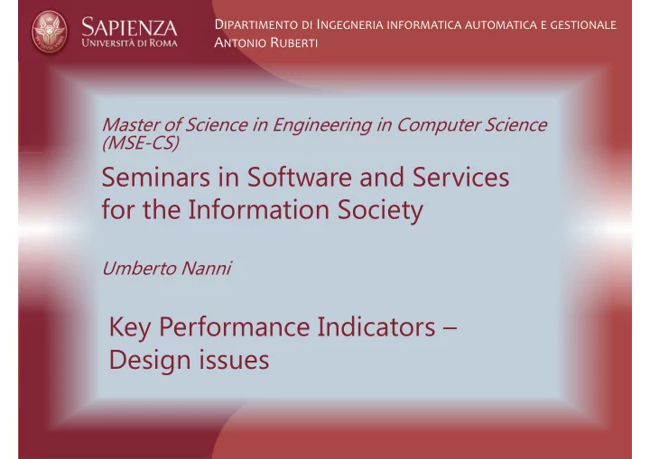 seminars in software and services for the information