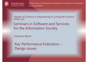 Seminars in Software and Services  for the Information Society  Umberto Nanni  Key Performance