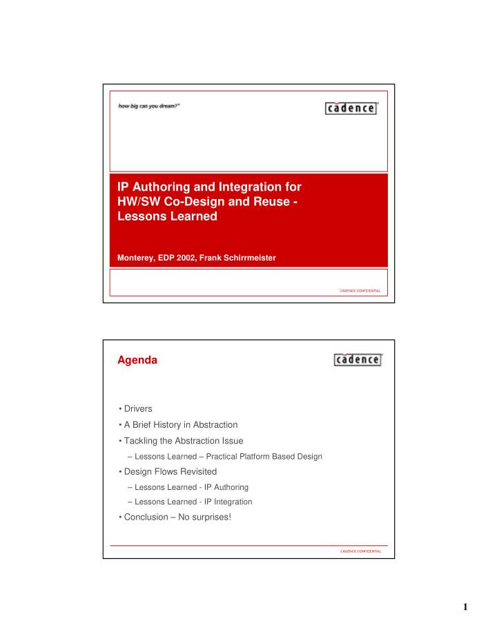 ip authoring and integration for hw sw co design and