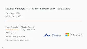 Security of Hedged FiatShamir Signatures under Fault Attacks  Eurocrypt 2020  ePrint 2019/956