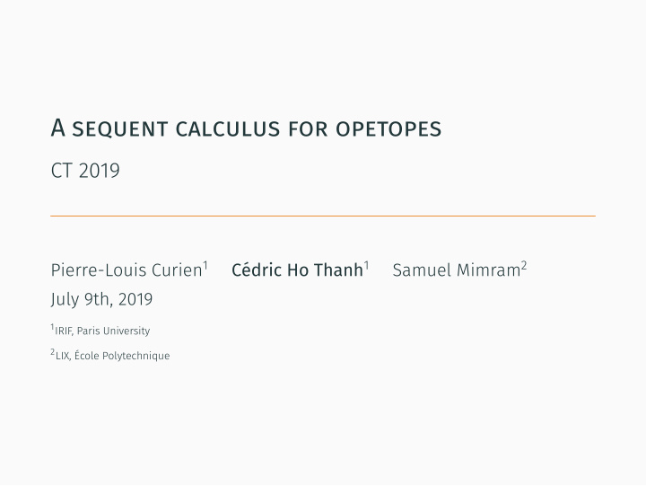 a sequent calculus for opetopes