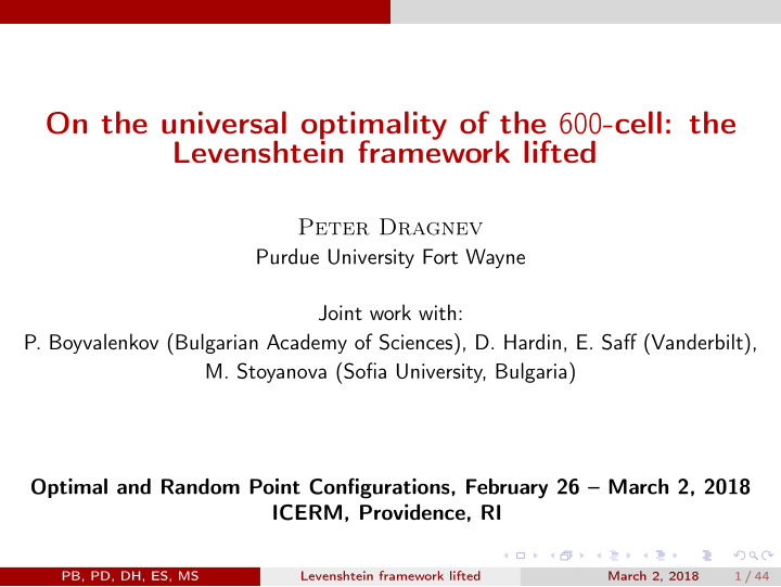 on the universal optimality of the 600 cell the