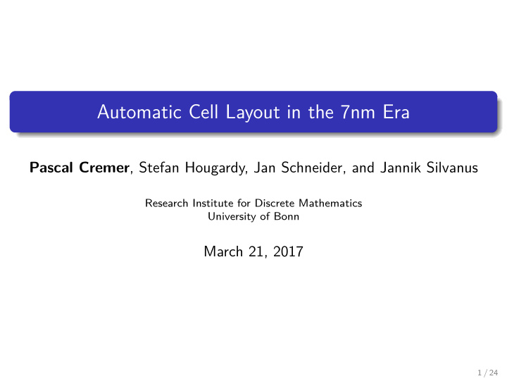 automatic cell layout in the 7nm era