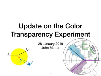 Update on the Color  Transparency Experiment 28 January 2019  John Matter  HMS  e' e -  e  Target e