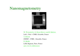 Nanomagnetometry  W. Wernsdorfer, E. Bonet Orozco and B. Barbara  Lab L. Nel - CNRS, Grenoble,