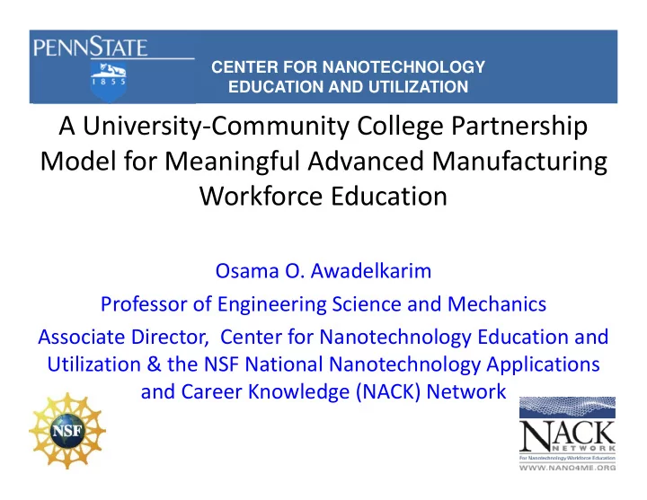 a university community college partnership model for