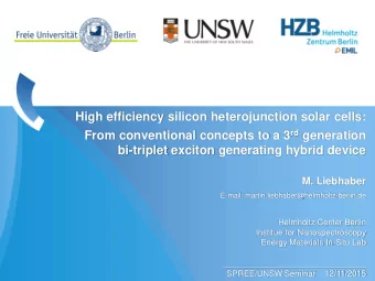 M. Liebhaber  E-mail: martin.liebhaber@helmholtz-berlin.de  Helmholtz Center Berlin  Institue for