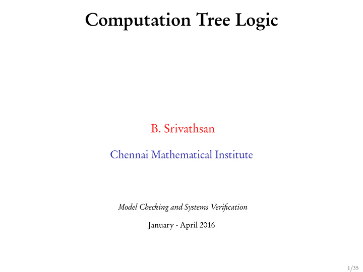 computation tree logic