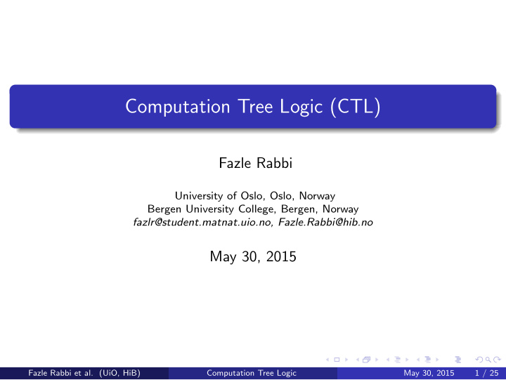 computation tree logic ctl