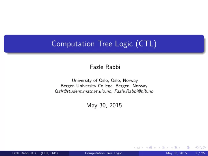 computation tree logic ctl