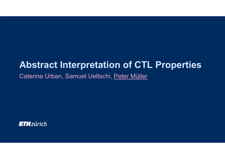abstract interpretation of ctl properties