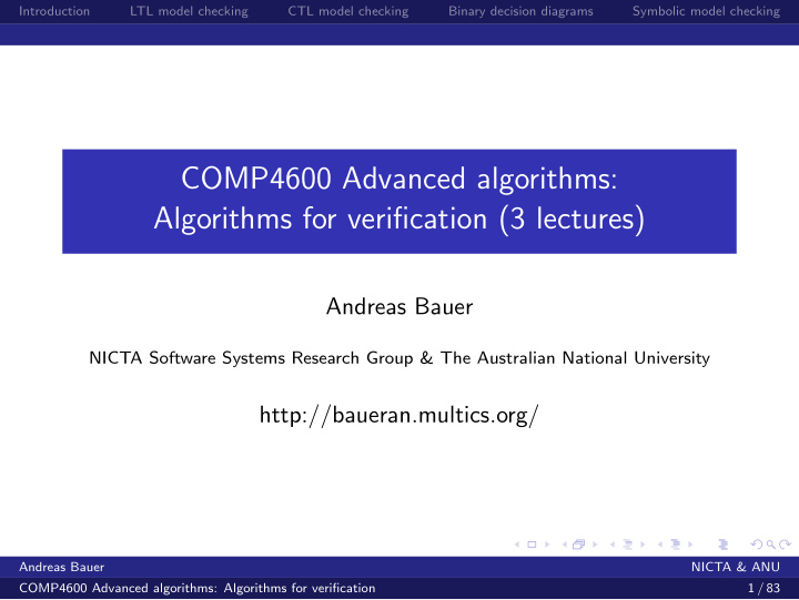 comp4600 advanced algorithms algorithms for verification