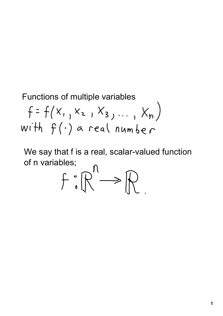 functions of multiple variables we say that f is a real