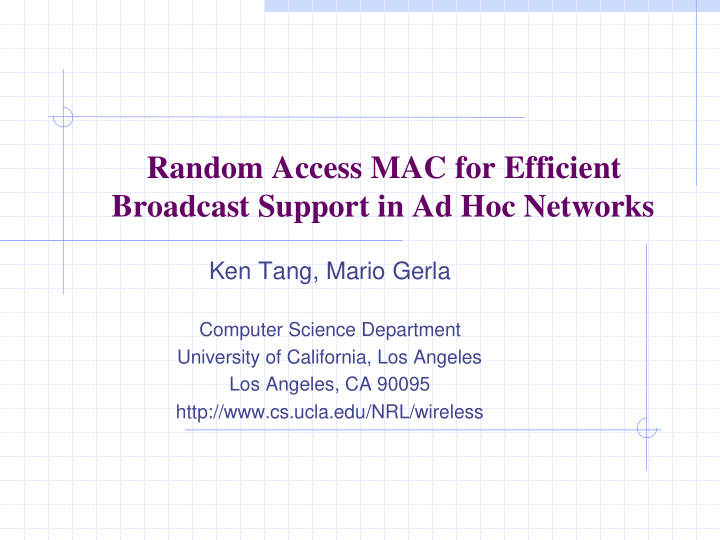 random access mac for efficient broadcast support in ad