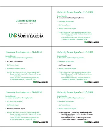 USenate Meeting  CCF Report (attachment) November 1, 2018  Staff Senate Report  Student