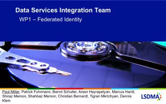 Data Services Integration Team  WP1  Federated Identity  Paul Millar, Patrick Fuhrmann, Bernd