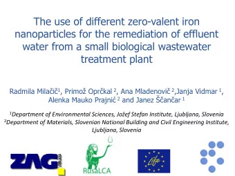 Radmila Milai 1 , Primo Oprkal 2 , Ana Mladenovi 2 ,Janja Vidmar 1 , Alenka Mauko