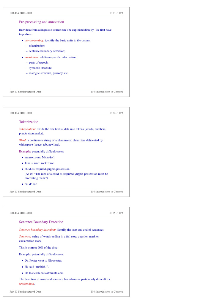 pre processing and annotation