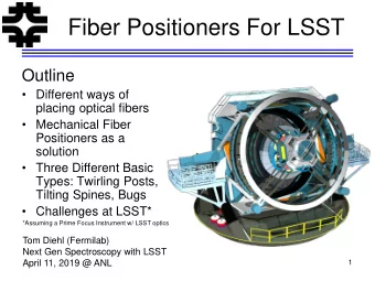 Fiber Positioners For LSST  Outline   Different ways of  placing optical fibers   Mechanical