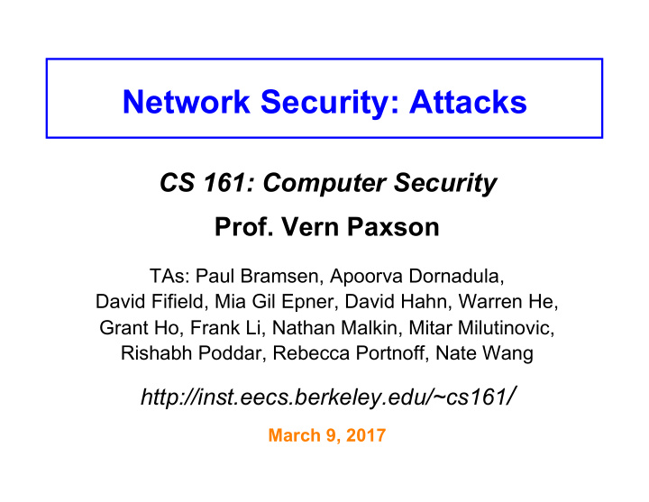 network security attacks