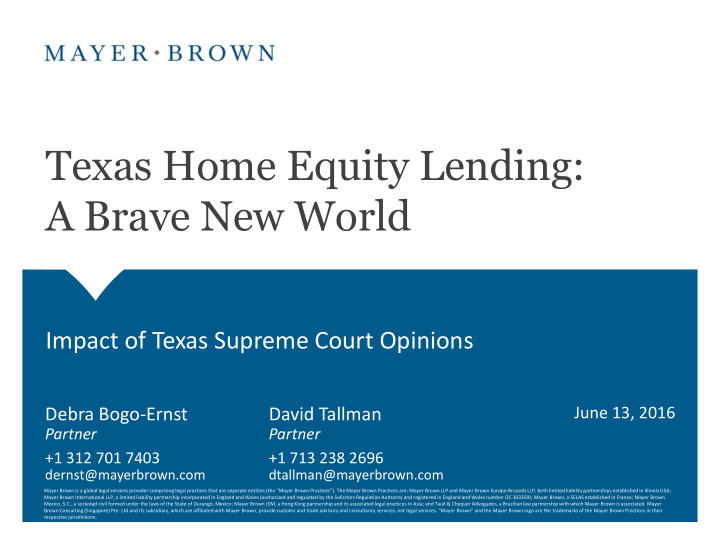 texas home equity lending a brave new world